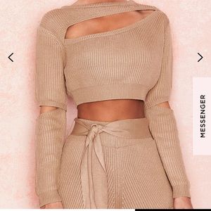 House of CB Luxe Sand Cropped Sweater